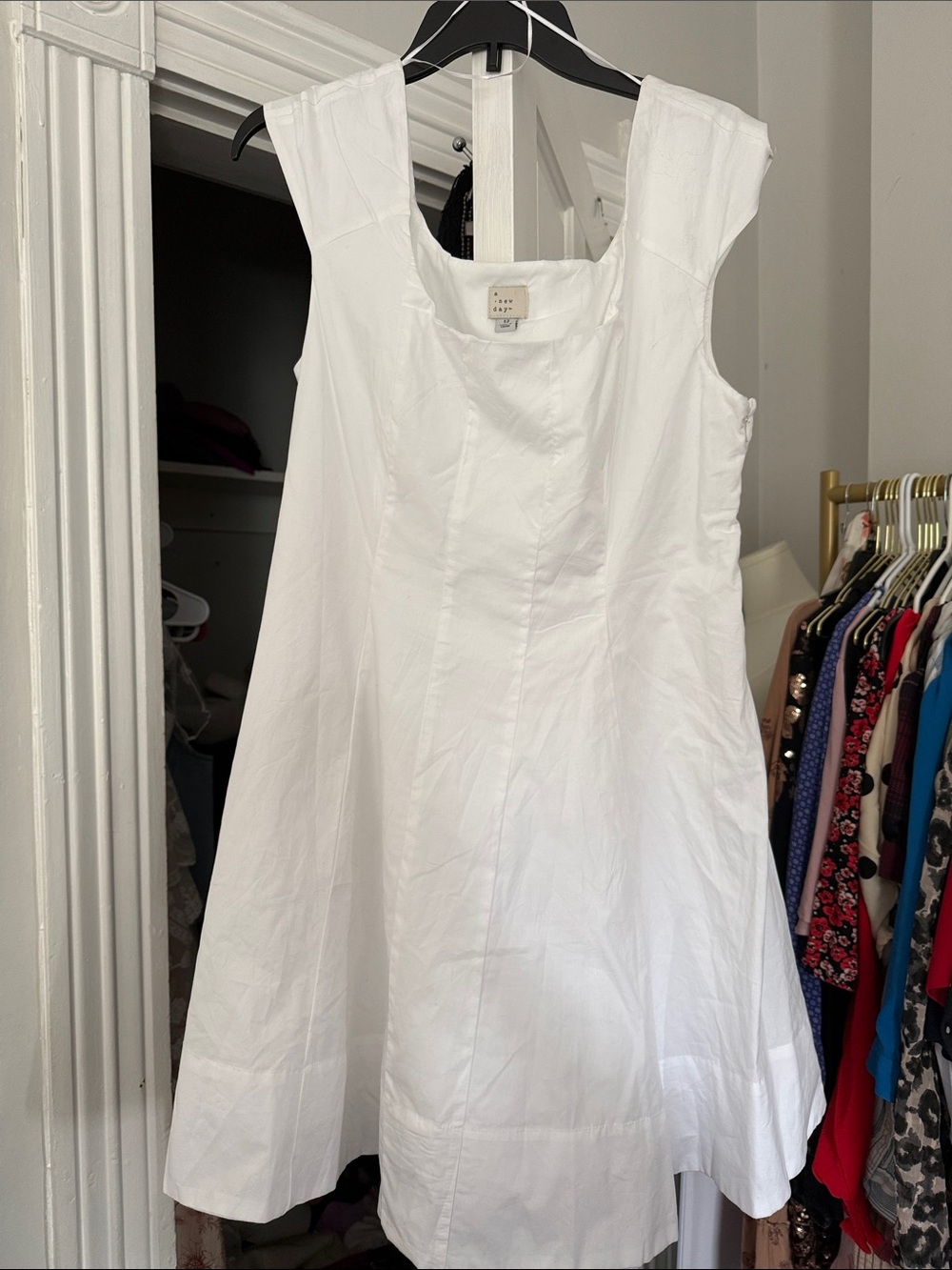 a new day White Sleeveless Dress with Square Neck